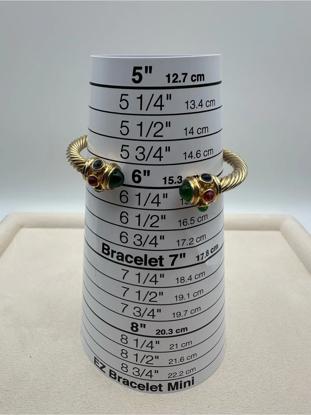 Vintage Twisted Cable Cuff Bracelet Gold Tone Multicolor Glass Cabochons